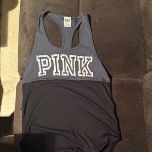 PINK Victoria's Secret Two-Tone Racerback Muscle Tee in Navy and Slate